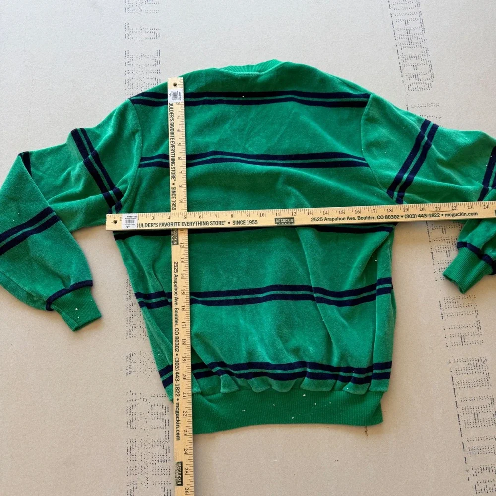 Vintage 70s 80s JCPenney Striped Velour V-Neck Sweatshirt